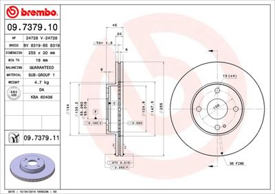 09737911 BREMBO Тормозной диск