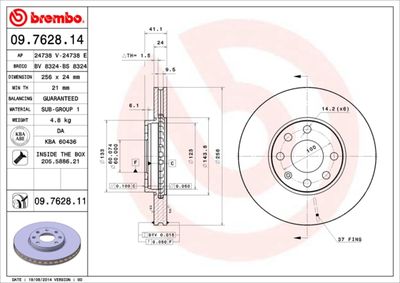 09762814 BREMBO Тормозной диск