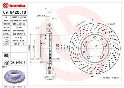 09842011 BREMBO Тормозной диск