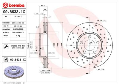 0986331X BREMBO Тормозной диск