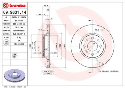 09963114 BREMBO Тормозной диск