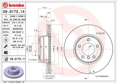 09917314 BREMBO Тормозной диск