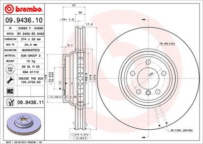 09943611 BREMBO Тормозной диск