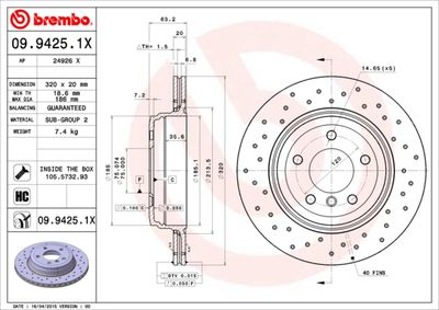 0994251X BREMBO Тормозной диск