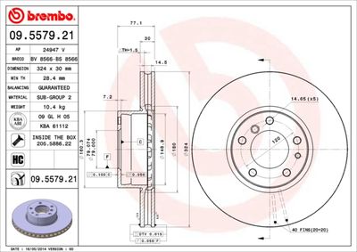 09557921 BREMBO Тормозной диск