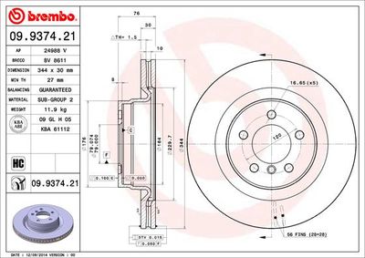 09937421 BREMBO Тормозной диск