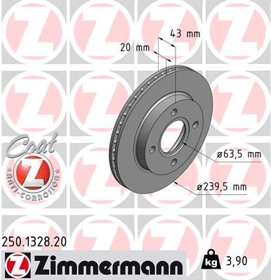 250132820 ZIMMERMANN Тормозной диск