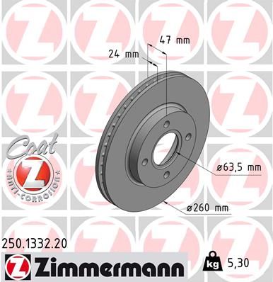 250133220 ZIMMERMANN Тормозной диск