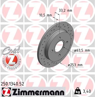 250134052 ZIMMERMANN Тормозной диск