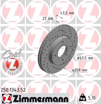 250134352 ZIMMERMANN Тормозной диск