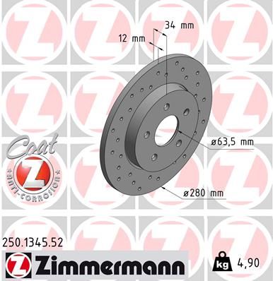 250134552 ZIMMERMANN Тормозной диск