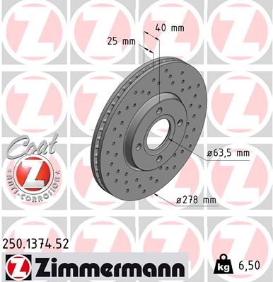 250137452 ZIMMERMANN Тормозной диск