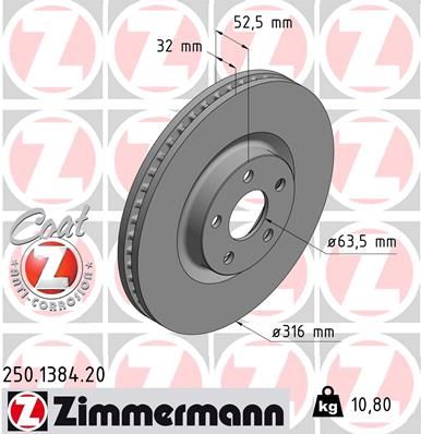 250138420 ZIMMERMANN Тормозной диск