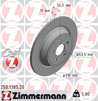 250138520 ZIMMERMANN Тормозной диск