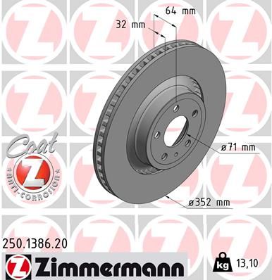 250138620 ZIMMERMANN Тормозной диск