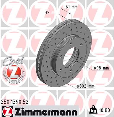 250139052 ZIMMERMANN Тормозной диск