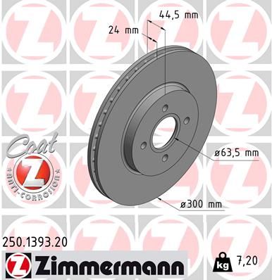 250139320 ZIMMERMANN Тормозной диск