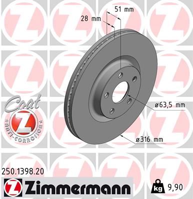 250139820 ZIMMERMANN Тормозной диск