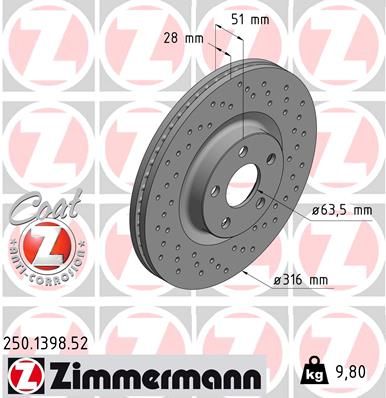 250139852 ZIMMERMANN Тормозной диск