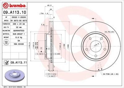 09A11311 BREMBO Тормозной диск