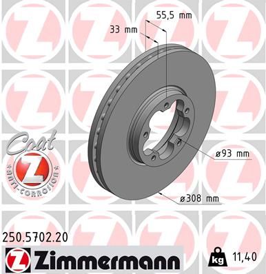 250570220 ZIMMERMANN Тормозной диск