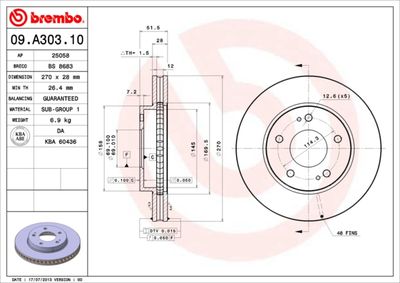 09A30310 BREMBO Тормозной диск