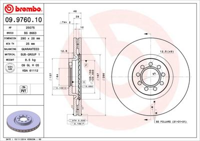 09976010 BREMBO Тормозной диск