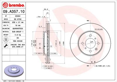 09A35710 BREMBO Тормозной диск