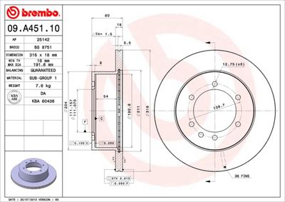 09A45110 BREMBO Тормозной диск