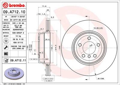 09A71210 BREMBO Тормозной диск