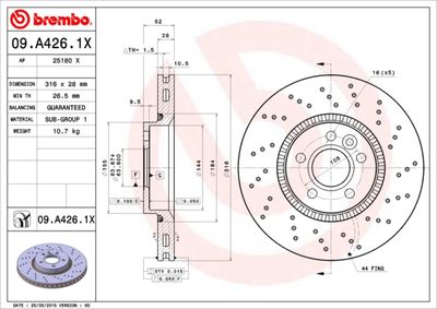 09A4261X BREMBO Тормозной диск