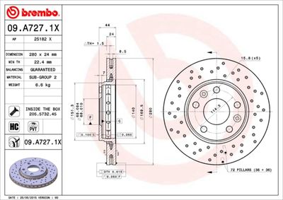 09A7271X BREMBO Тормозной диск