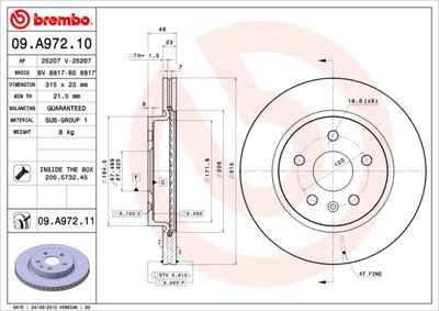 09A97211 BREMBO Тормозной диск