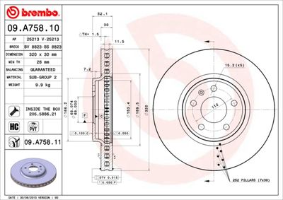 09A75810 BREMBO Тормозной диск