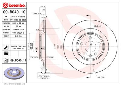 09B04011 BREMBO Тормозной диск