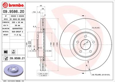 09958621 BREMBO Тормозной диск