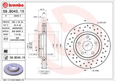 09B0431X BREMBO Тормозной диск