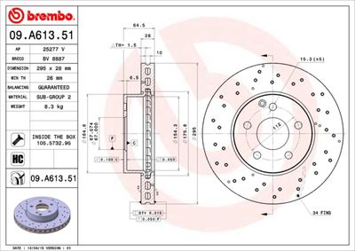 BV8887 BRECO Тормозной диск