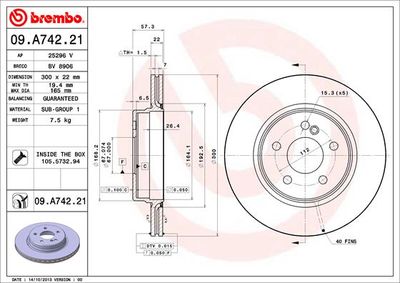 09A74221 BREMBO Тормозной диск