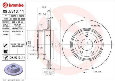 09B31311 BREMBO Тормозной диск