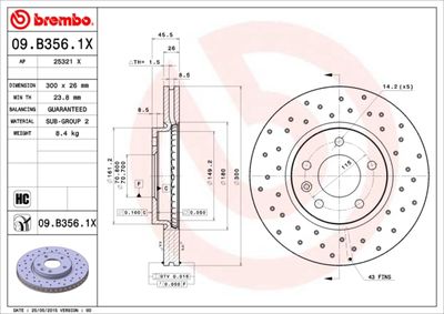 09B3561X BREMBO Тормозной диск