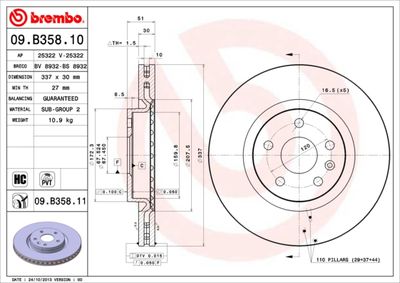 09B35811 BREMBO Тормозной диск