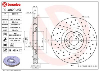 09A8292X BREMBO Тормозной диск