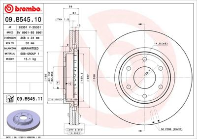 09B54511 BREMBO Тормозной диск