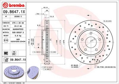 09B6471X BREMBO Тормозной диск