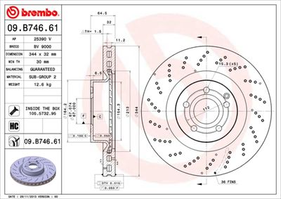 09B74661 BREMBO Тормозной диск