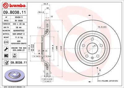 09B03811 BREMBO Тормозной диск