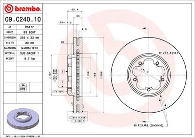 09C24010 BREMBO Тормозной диск