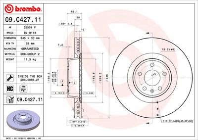 09C42711 BREMBO Тормозной диск