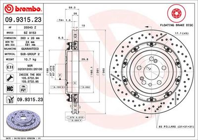 09931523 BREMBO Тормозной диск